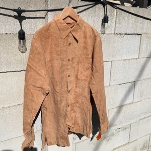 Nederland mens suede leather button down shirt